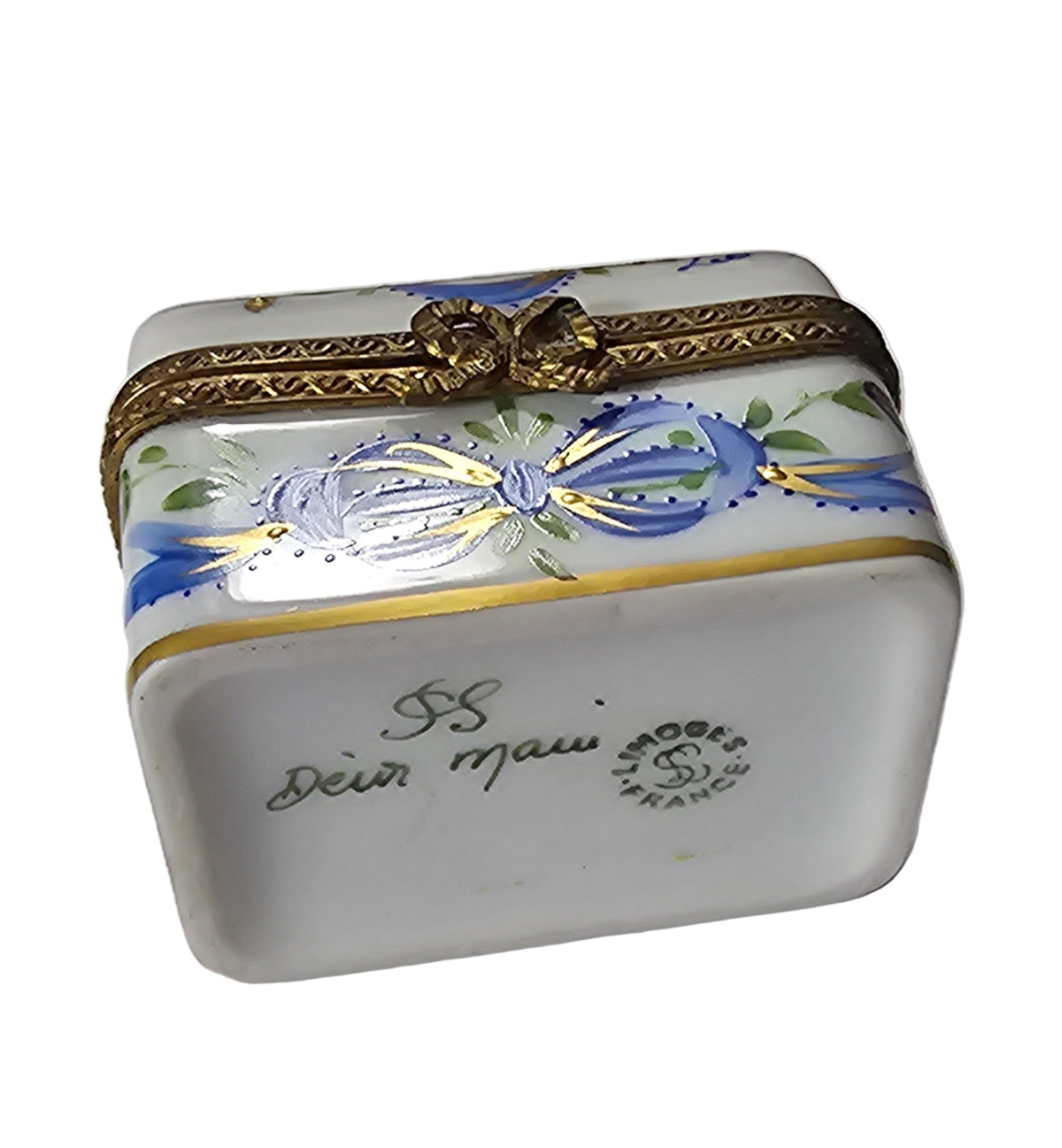 Blue Chest Flowers Limoges Box for Home Décor Gift, view 4