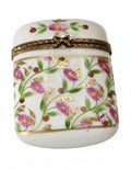 Madame Pompadour Tall Flat with Pink Flowers Limoges, a hand-painted Limoges porcelain gift