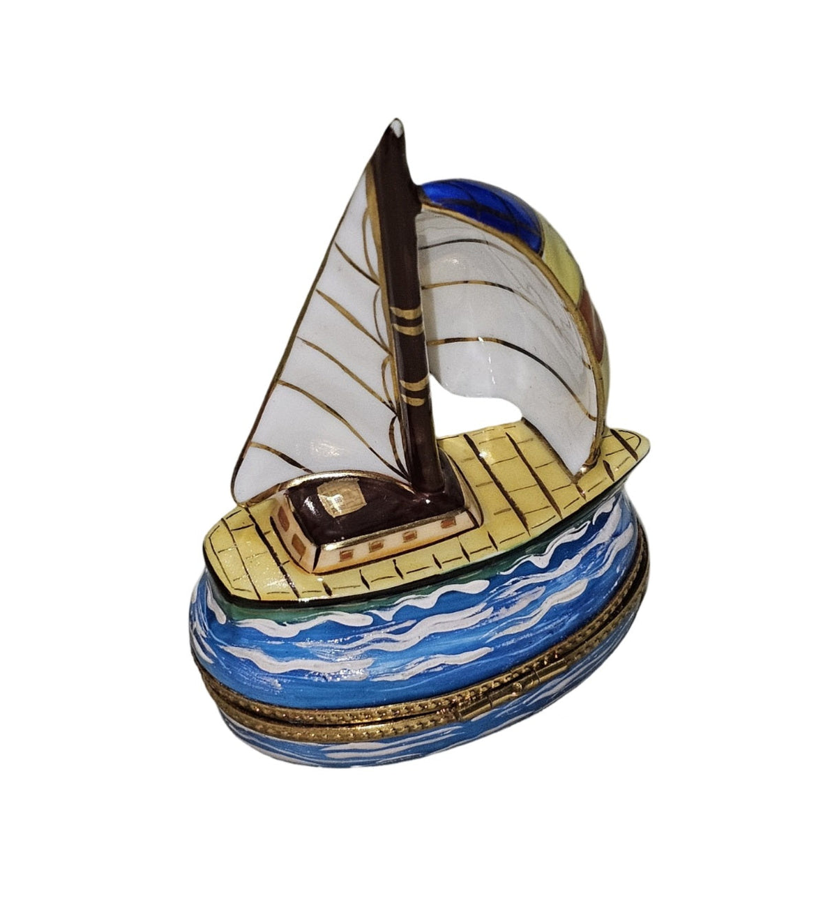 Large Sailboat Limoges Box for Hand Painted Nautical Decor, view 3