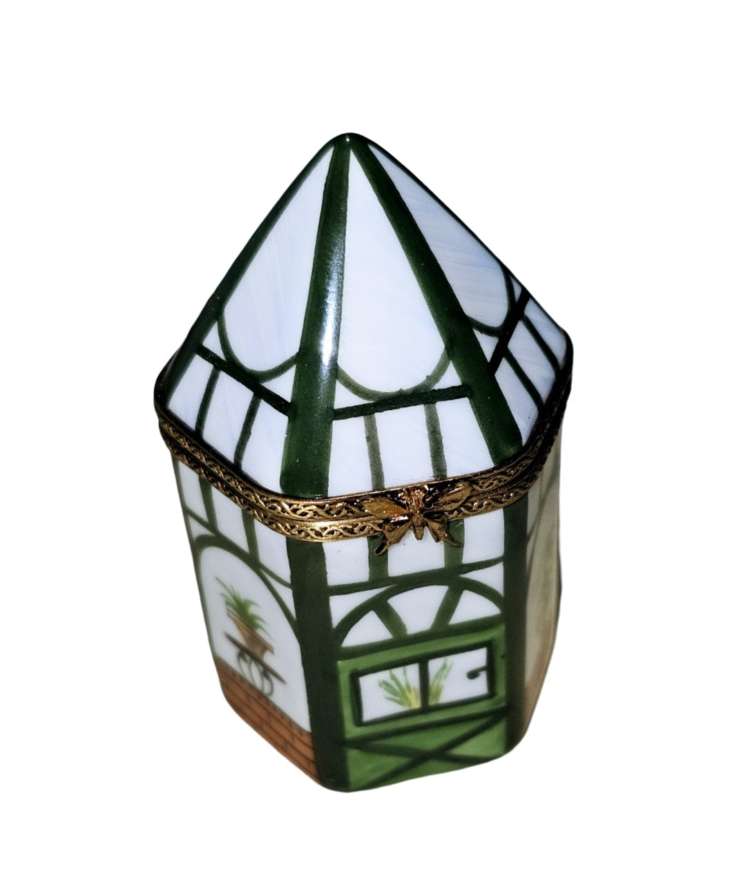 Charming Garden Gazebo Box for Home Decor, a hand-painted Limoges porcelain gift