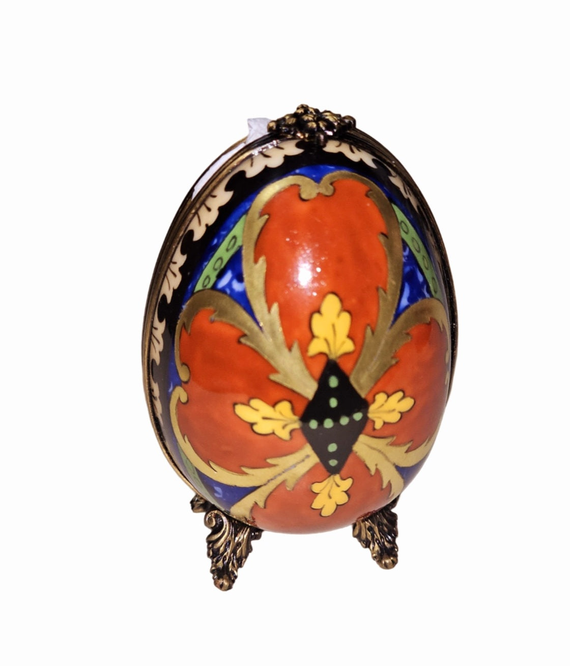 Orange Flower Egg w Perfume Inside, a hand-painted Limoges porcelain gift