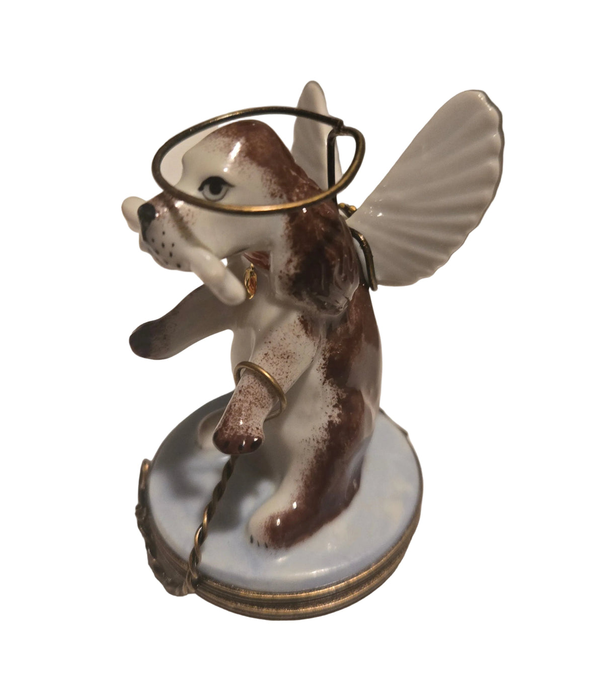Treasured French collectible: Angelic Dog Limoges box, painted by hand