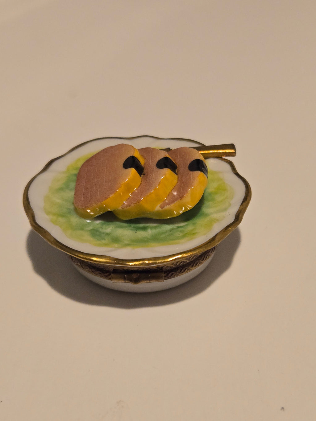 Foie Gras Sliced Ham on Plate Limoges Box, view 4
