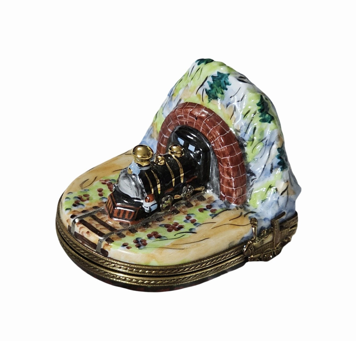 Train in Tunnel Limoges Box Collectible Figurine, a hand-painted Limoges porcelain gift