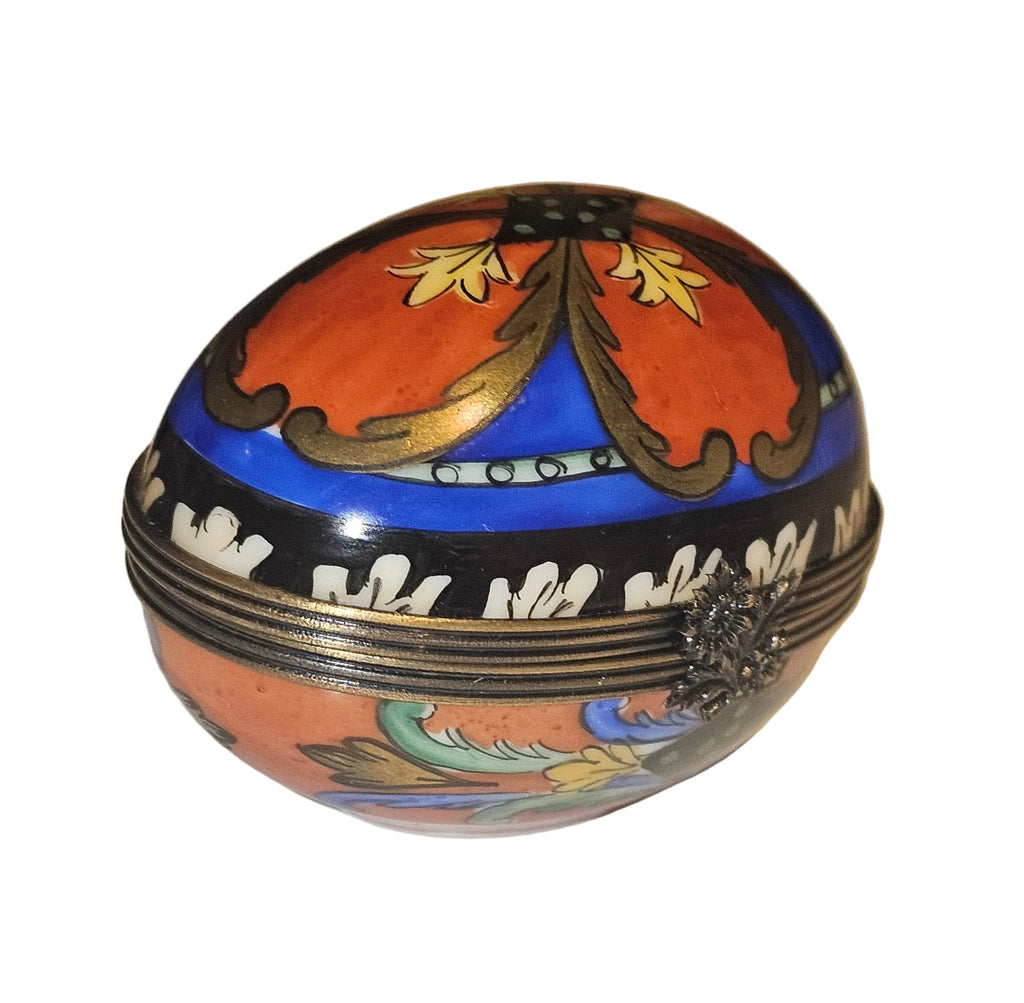 Snazzy Orange Blue Egg Horizon Limoges Box, view 3