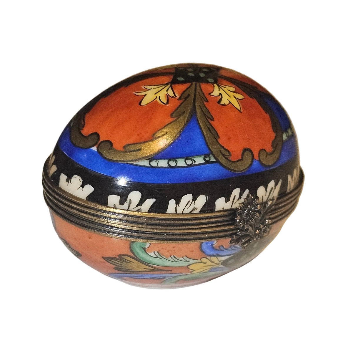 Snazzy Orange Blue Egg Horizon Limoges Box, view 3