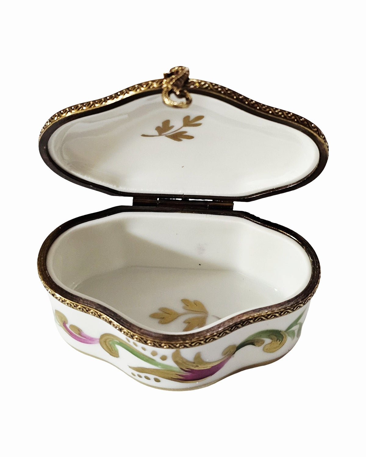 Shaped Limoges with Pink Flowers Box, view 9