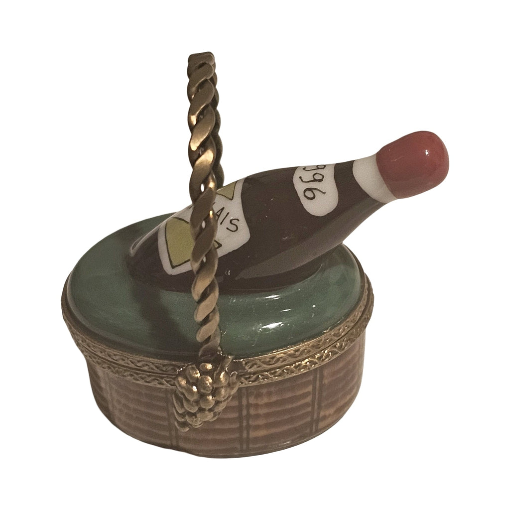 Wine in Basket, a hand-painted Limoges porcelain gift