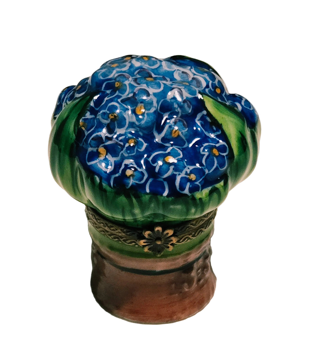 Blue Bouquet of Flowers PV Limoges Box, a hand-painted Limoges porcelain gift