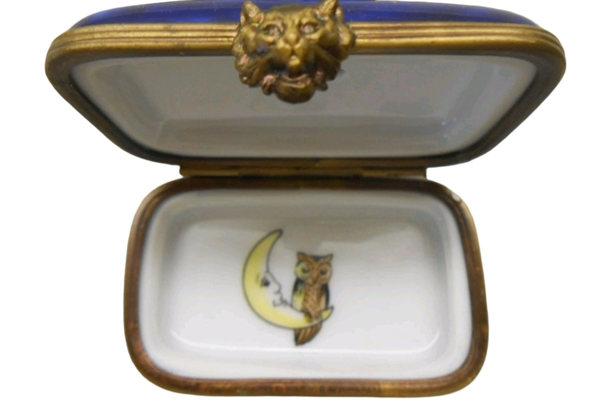 Artisan-painted Witch Riding on Broom Halloween Limoges box from France, a cherished collectible