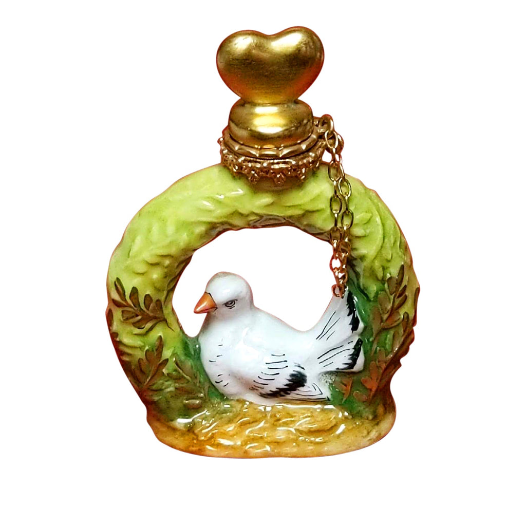 Dove in Wreath Perfume Bottles, a hand-painted Limoges porcelain gift