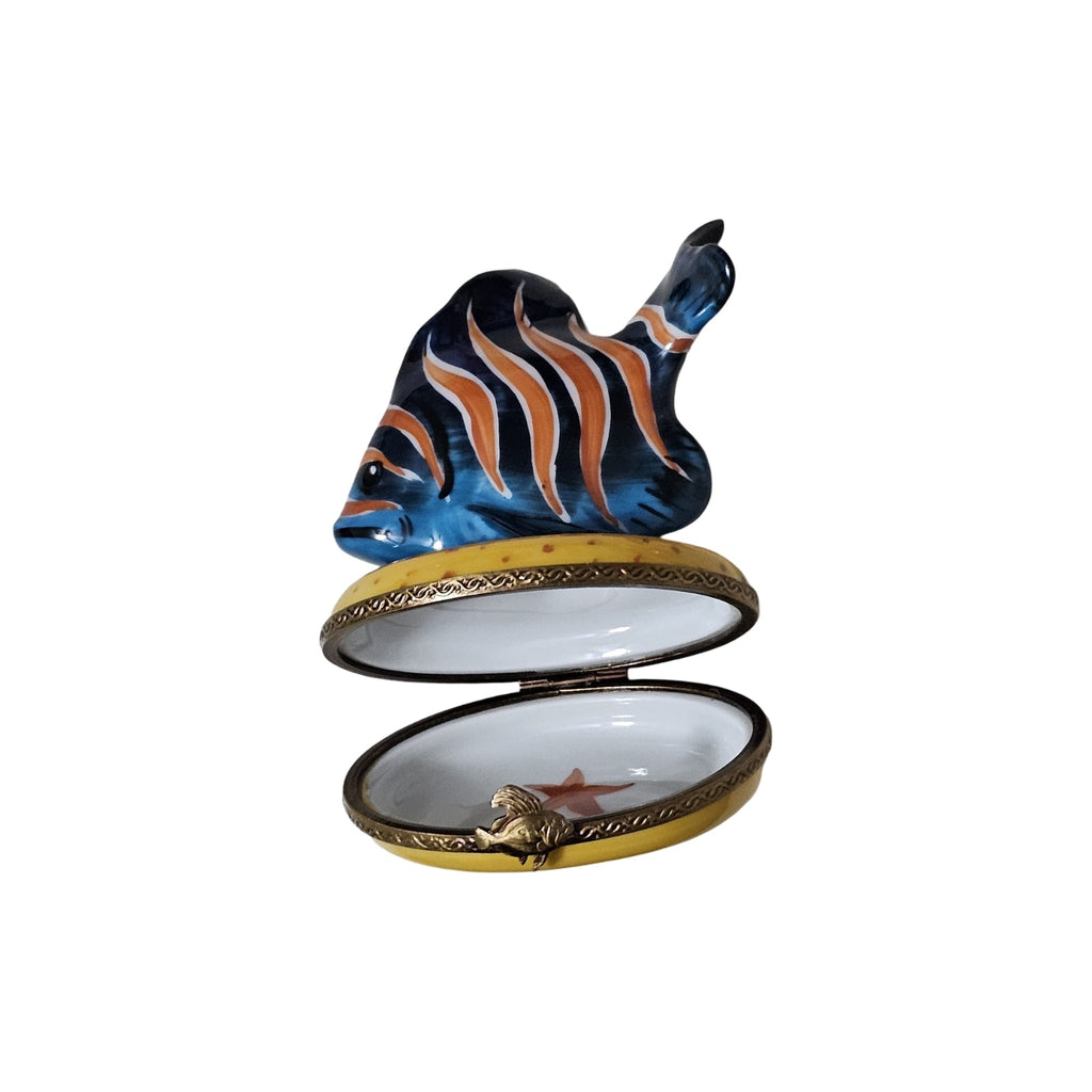 Blue Fish Orange Stripe Limoges Box, view 5