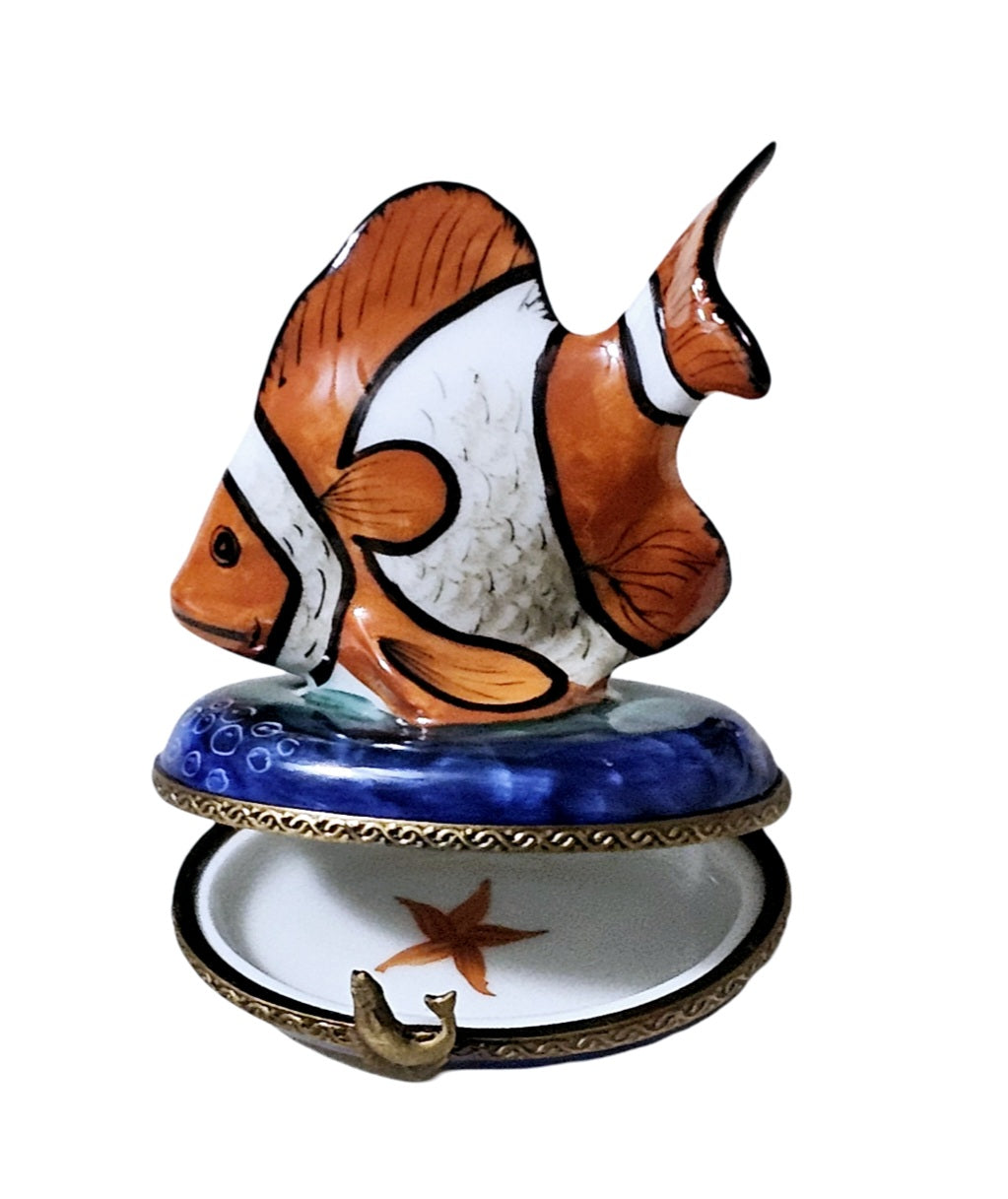 Orange Fish White Stripes Limoges Box, view 4