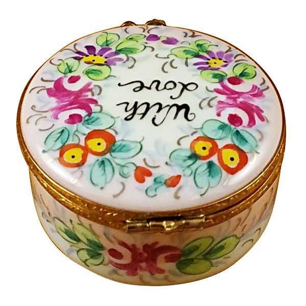 Round W Love Studio Collection Porcelain Limoges Box, view 3