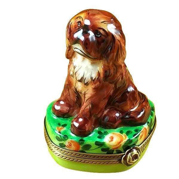 Ru King Charles Spaniel Limoges Box, a hand-painted Limoges porcelain gift