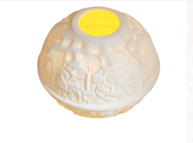 Noel Votive Light Lithosphere, a hand-painted Limoges porcelain gift