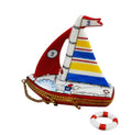 Sailboat w Life Saver, a hand-painted Limoges porcelain gift