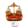 Scales of Justice Limoges Box for Legal Professionals, a hand-painted Limoges porcelain gift