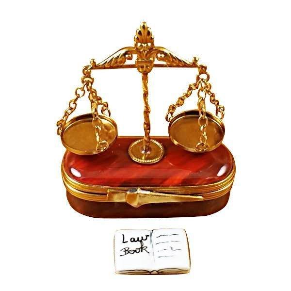 Scales of Justice Limoges Box for Legal Professionals, a hand-painted Limoges porcelain gift
