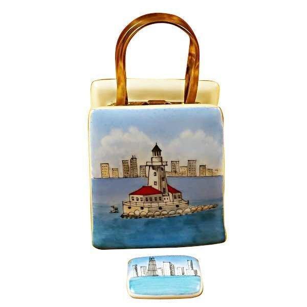 Shopping Bag Chicago Lighthouse Limoges Box, view 3