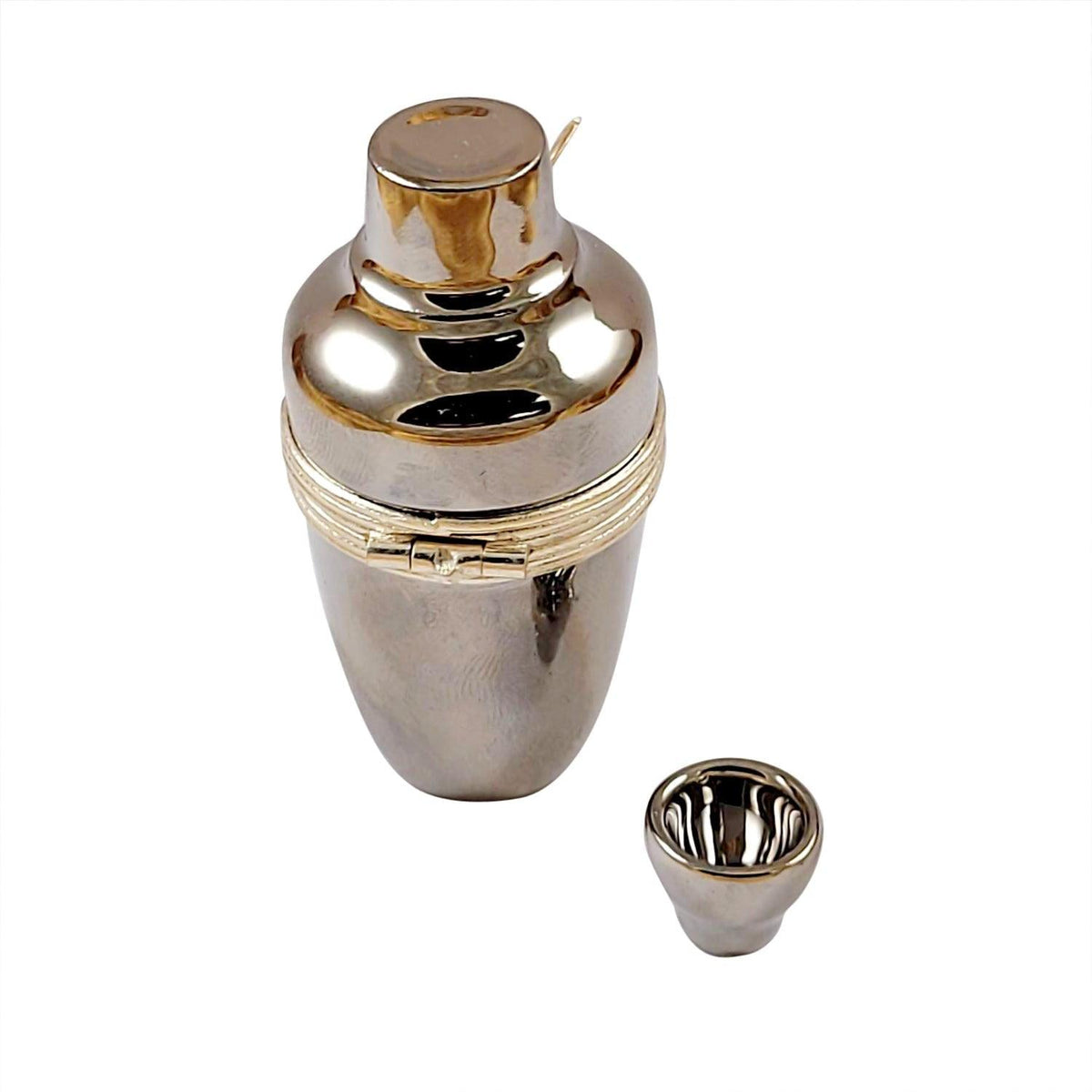 Silver Cocktail Shaker Removable Shot Glass Limoges Box, view 2