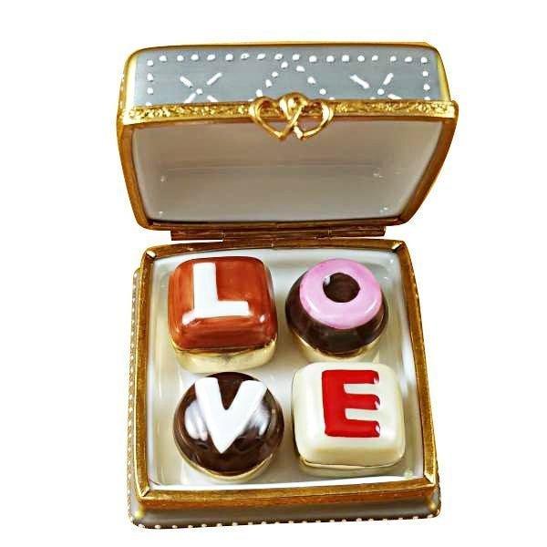 Square Box with Love Truffles Limoges Porcelain Art Object for Gifts, view 2