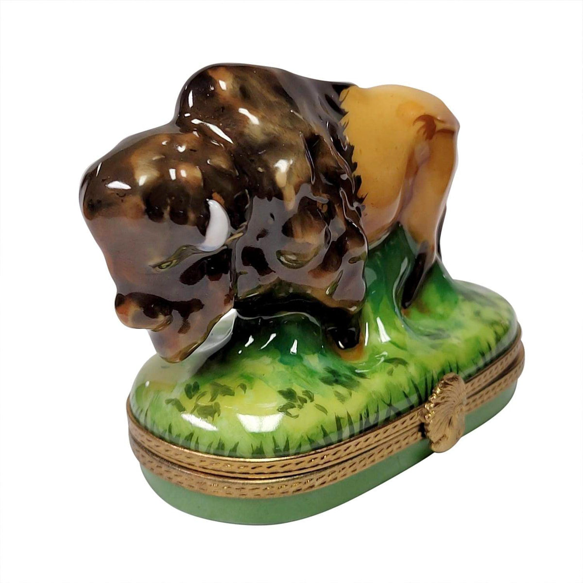 Standing Buffalo Removable Cowboy Hat Limoges Box Gift, view 3