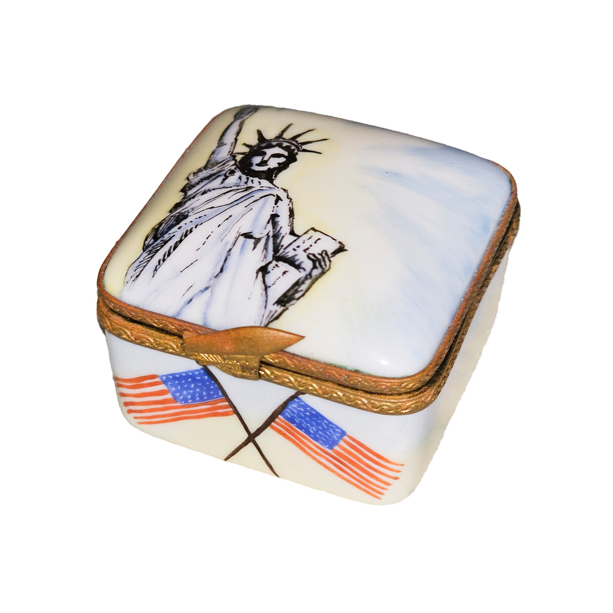 Statue of Liberty Square Box for Collectors, a hand-painted Limoges porcelain gift