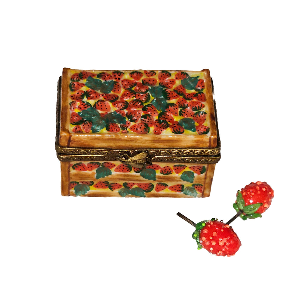 Strawberries in Crate Limoges Box, a hand-painted Limoges porcelain gift