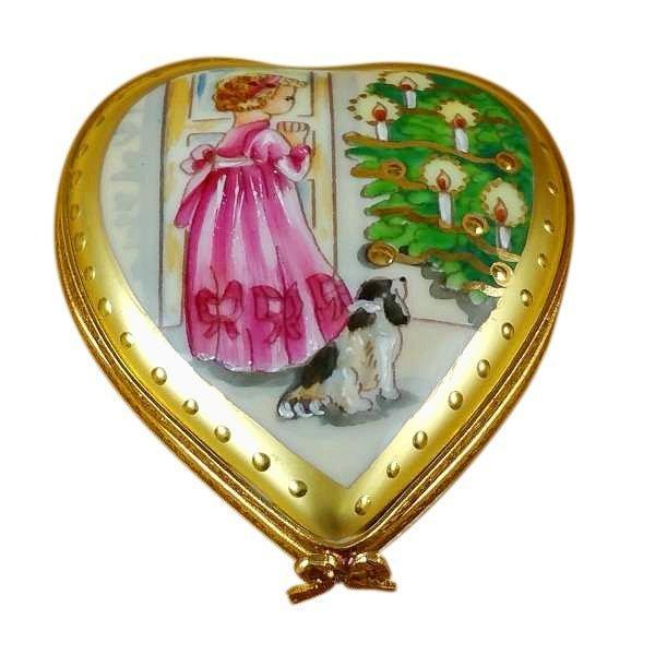 Studio Collection Heart Little Girl Christmas Limoges Box, a hand-painted Limoges porcelain gift