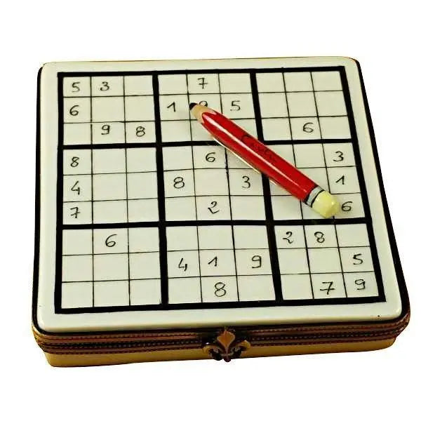 Sudoku Japan Puzzle Limoges Box, a hand-painted Limoges porcelain gift