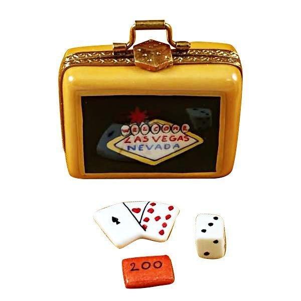 Suitcase Welcome Las Vegas Limoges Box, a hand-painted Limoges porcelain gift