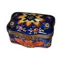 Sunburst Scalloped Shaped on Dark Blue Limoges Box, a hand-painted Limoges porcelain gift