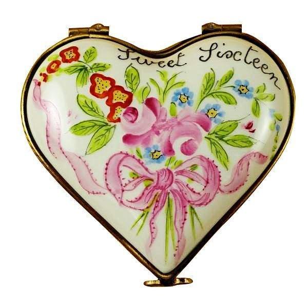 Sweet Sixteen Heart Limoges Box Keepsake, a hand-painted Limoges porcelain gift