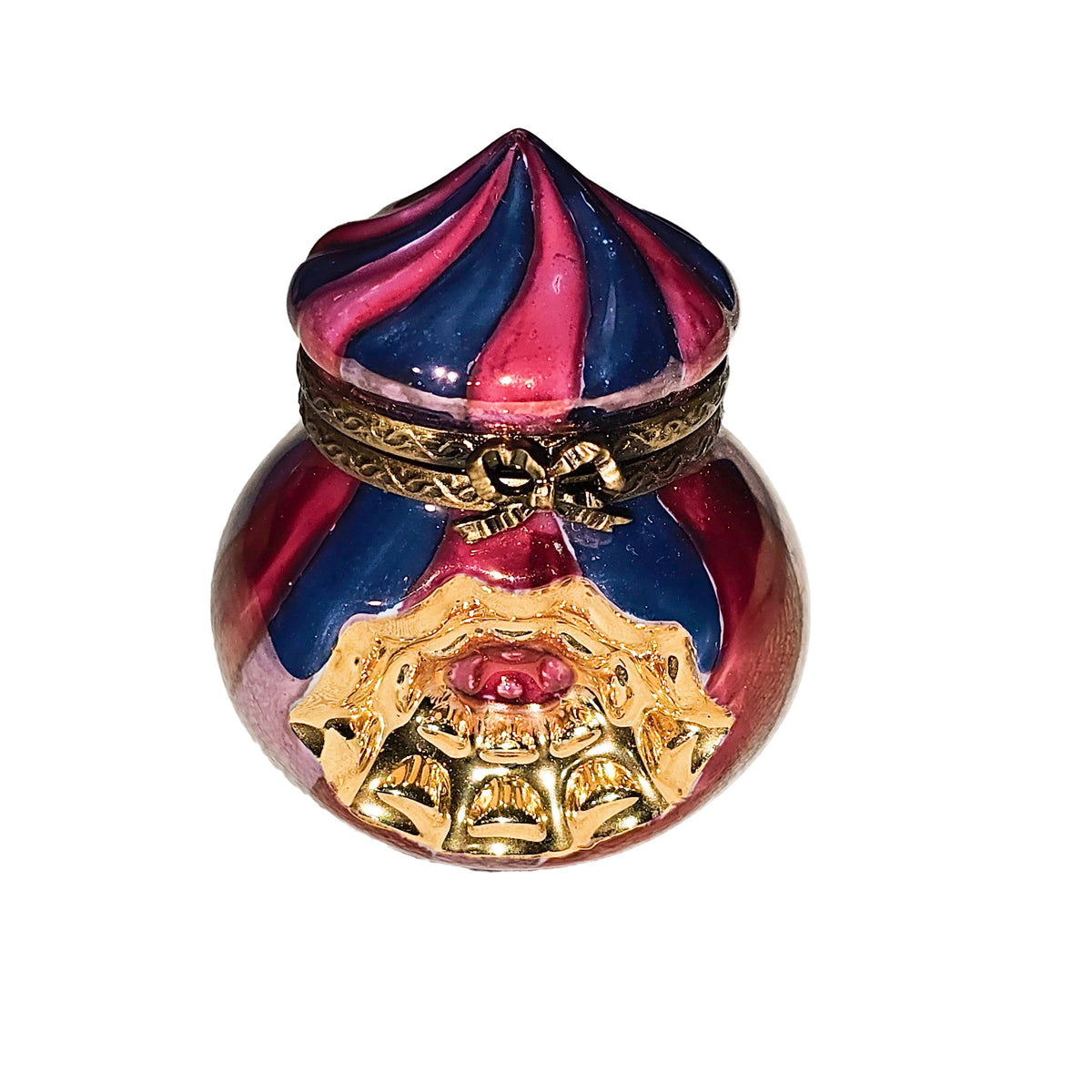 Ornament Swirl Pink Gold Christmas Tent Top for Home Decor, a hand-painted Limoges porcelain gift