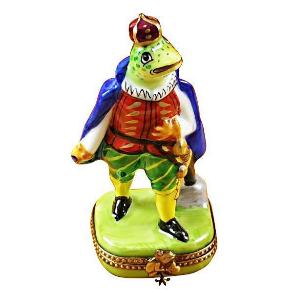 Tall Frog Prince Porcelain Limoges Porcelain Art Object Gift, a hand-painted Limoges porcelain gift