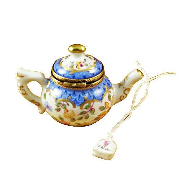 Teapot Blue Scales Tea Limoges Box for Collectors, view 3