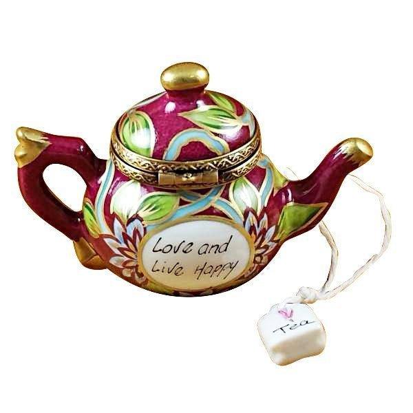 Teapot Love Live Happy Porcelain Limoges Porcelain Art Object, view 3