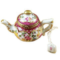 Teapot with Flowers Maroon Scales Porcelain Limoges Porcelain Art Object, a hand-painted Limoges porcelain gift