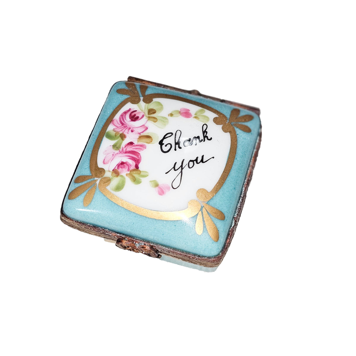Thank You Light Blue Square Limoges Box, view 3