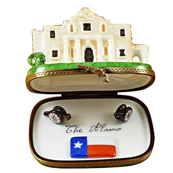 The painter's artistry shows on this Alamo Cannons Texas Flag Limoges box