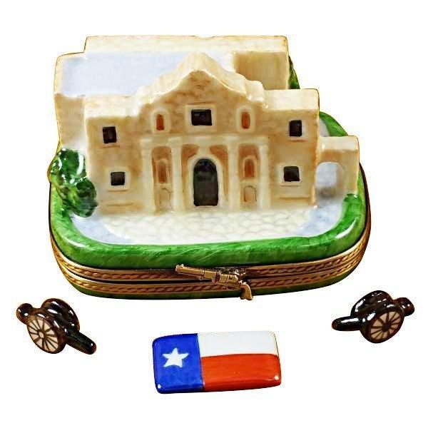 Limoges Boutique presents the Rochard Alamo Cannons Texas Flag, a genuine Limoges box painted by hand in France