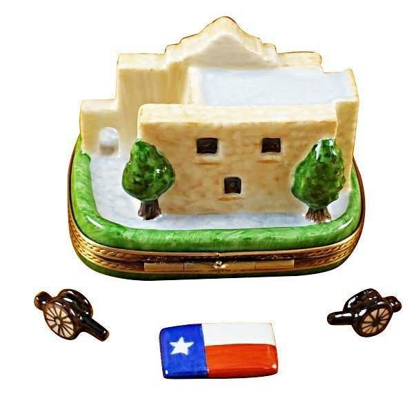 Treasured French collectible: Alamo Cannons Texas Flag Limoges box, painted by hand