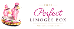 Thee Perfect Limoges Box - PerfectLimoges.com logo with pink poodle Limoges box