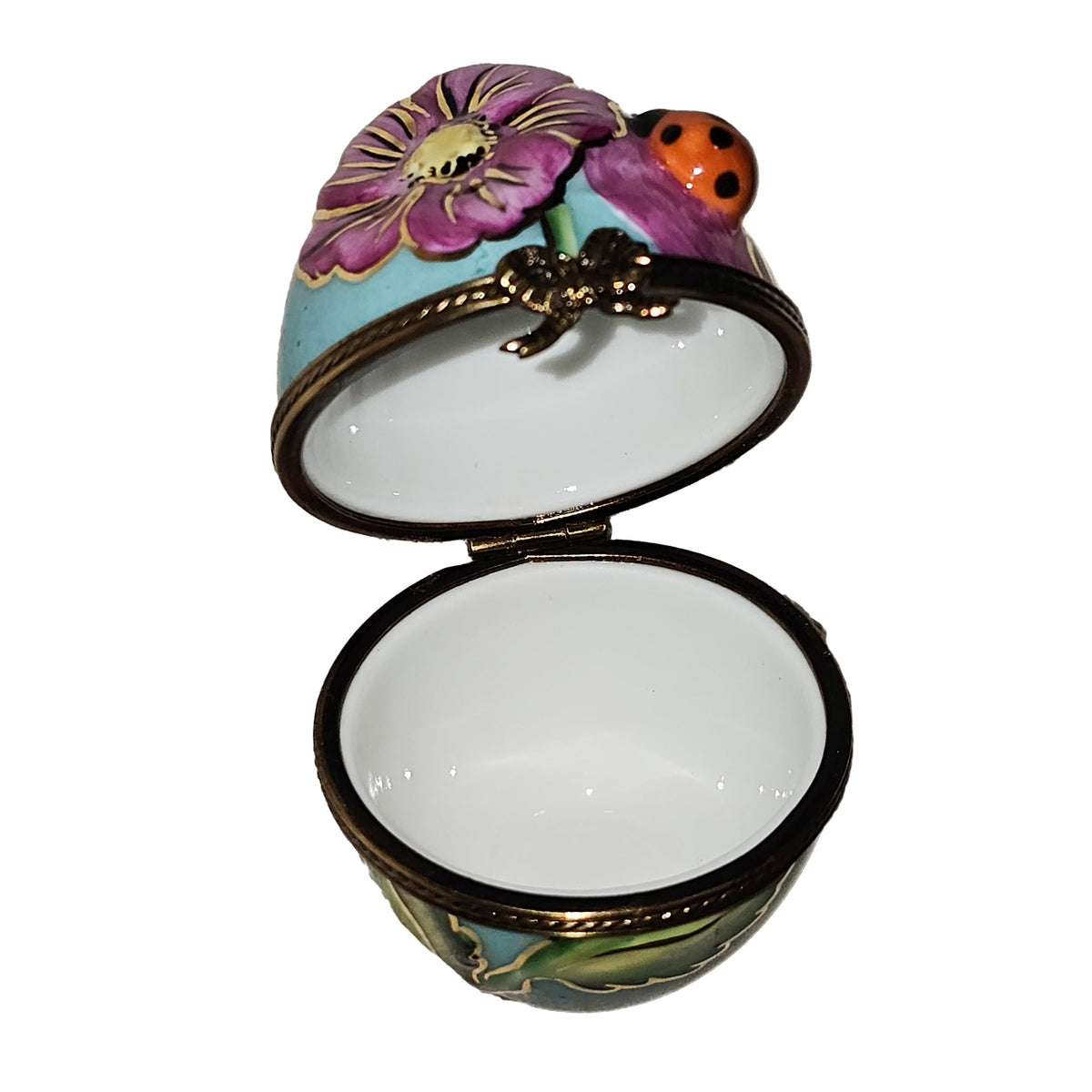 Turquoise Embossed Flower Butterfly Lady Bug Egg Box, view 2