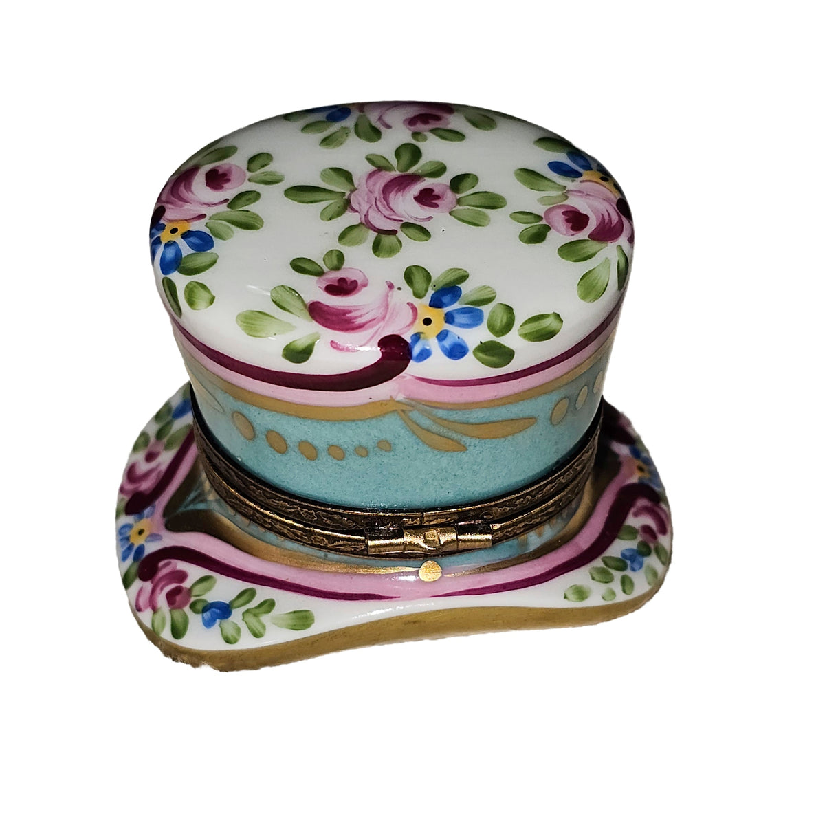 Turquois Top Hat w Perfume Limoges Box, view 3