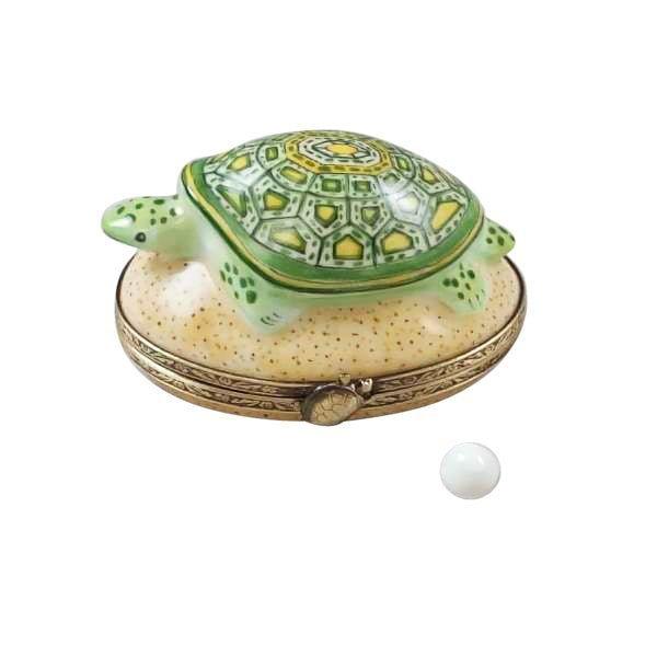 Turtle Sand Removable Egg Limoges Box, a hand-painted Limoges porcelain gift