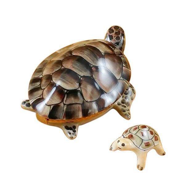 Turtle with Baby Limoges Box Figurine Gift, view 3