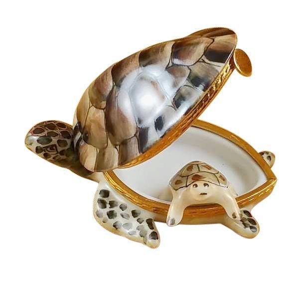 Turtle with Baby Limoges Box Figurine Gift, view 2