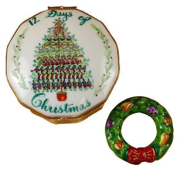 Twelve Days of Christmas Limoges Box with Removable Wreath, view 4
